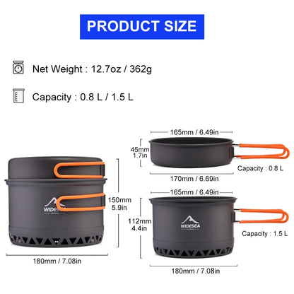 Widesea 1.3L 2.3L Camping Cookware Set