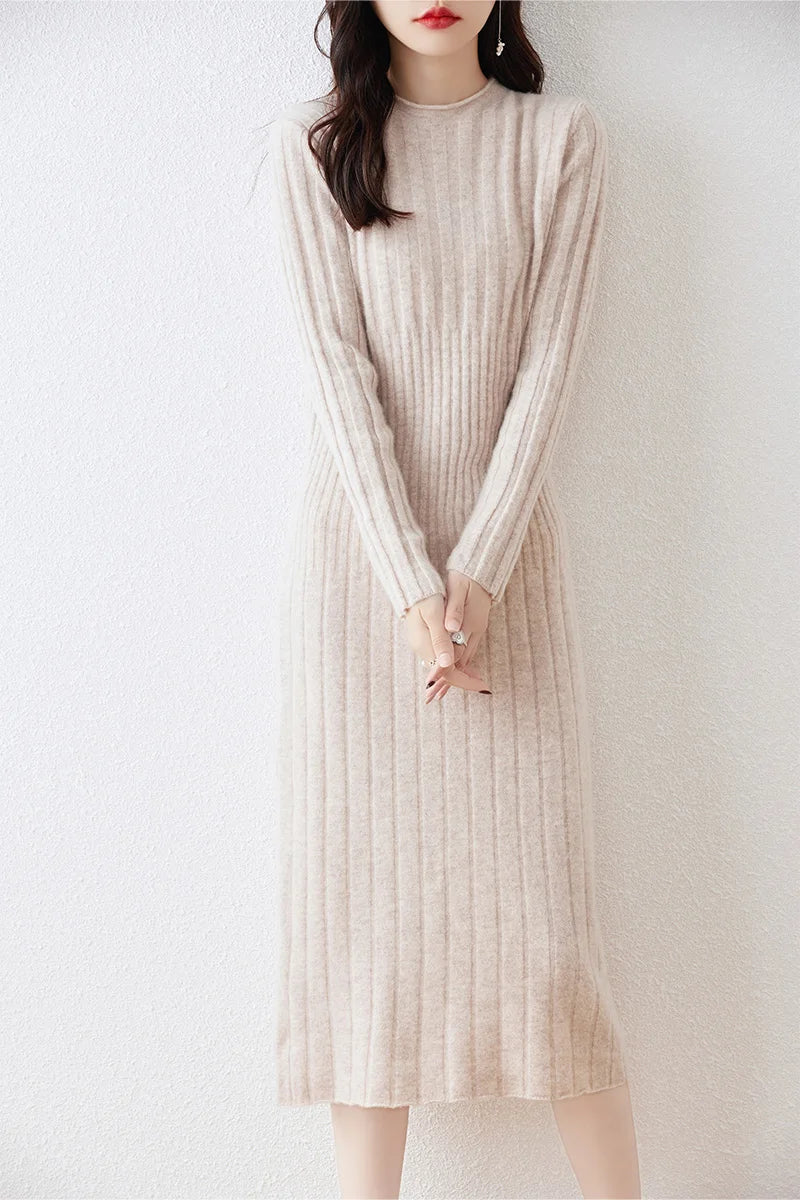 Wool Striped Sweater Dress