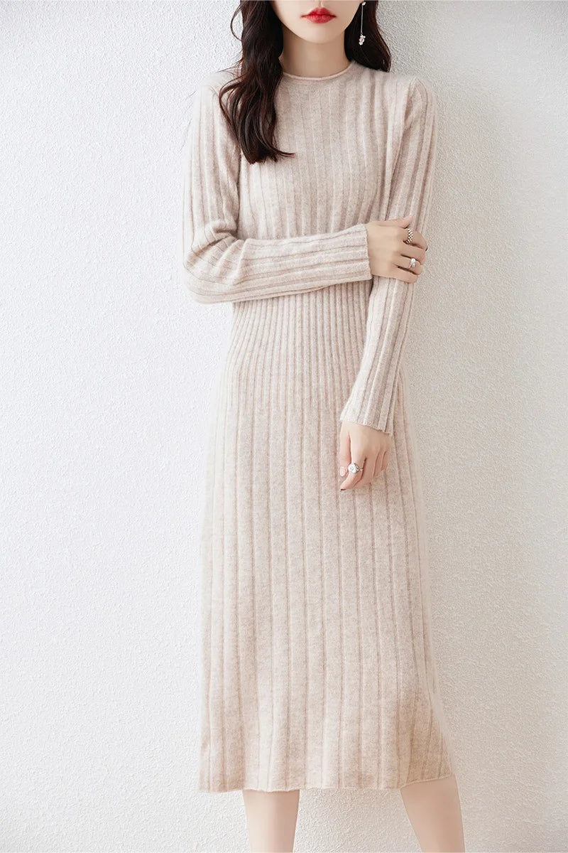 Wool Striped Sweater Dress