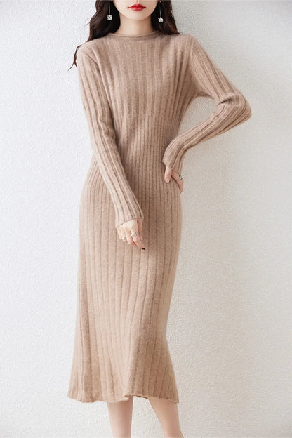 Wool Striped Sweater Dress