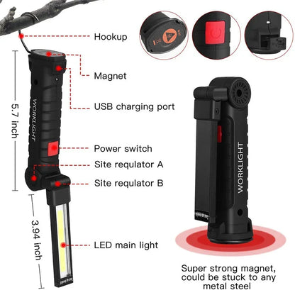 Rechargeable LED Work Light Flashlight