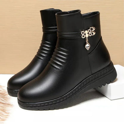 Leather Winter Boots Women