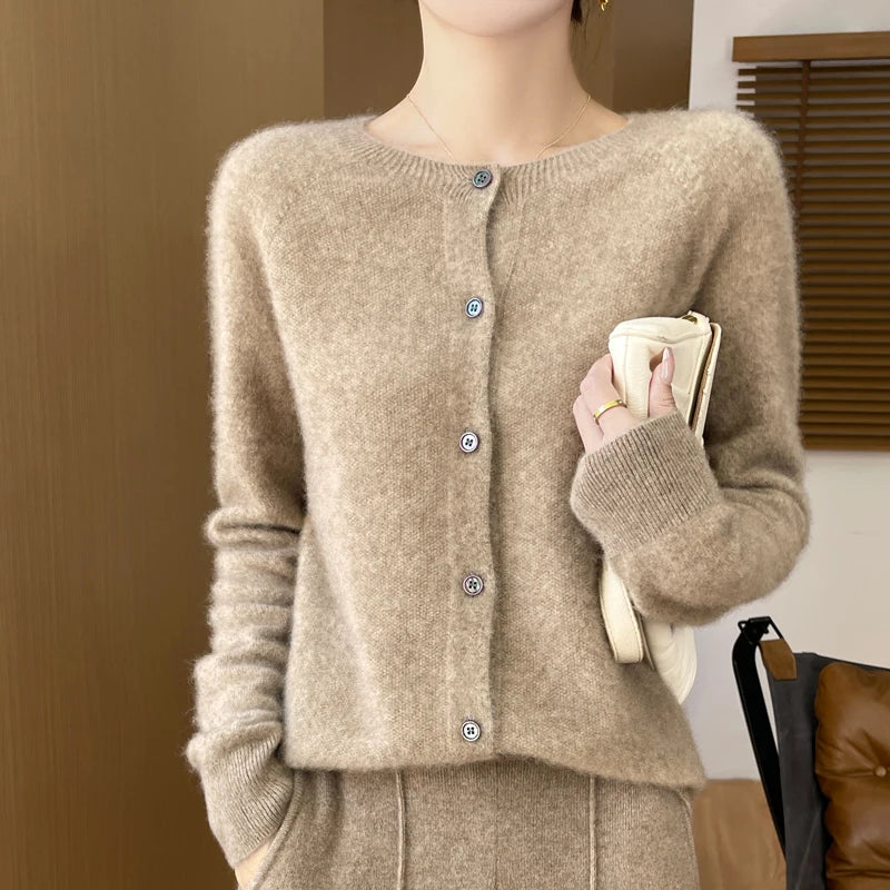 Cashmere Wool Long Sleeve Cardigan