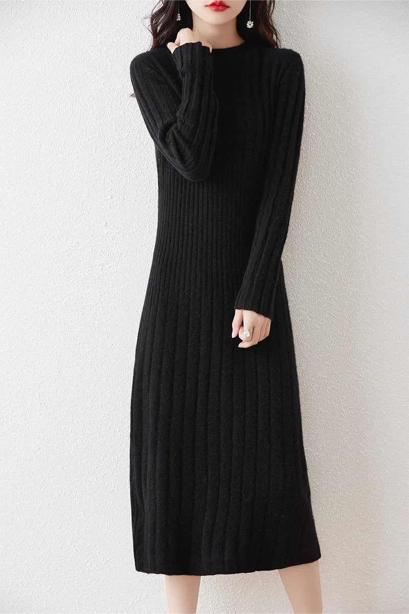 Wool Striped Sweater Dress