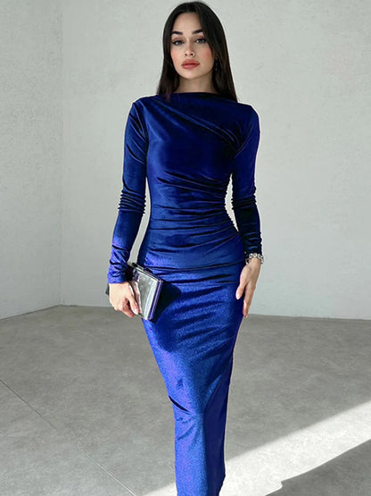 Spring Summer Velvet Midi Dress