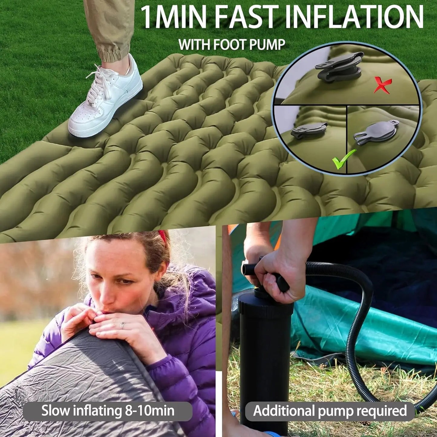 Outdoor Double Sleeping Pad with Pillow