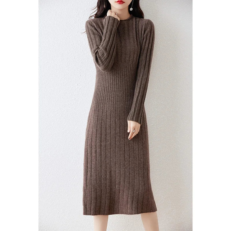 Wool Striped Sweater Dress