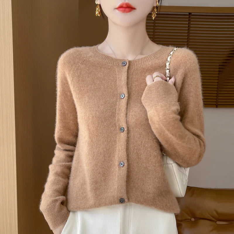 Cashmere Wool Long Sleeve Cardigan