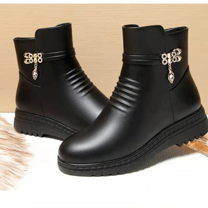 Leather Winter Boots Women