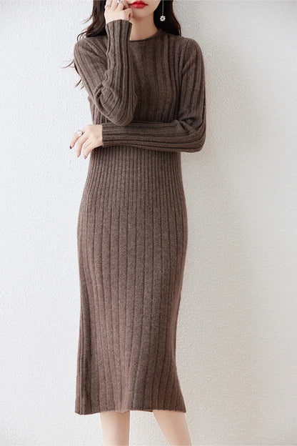 Wool Striped Sweater Dress