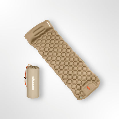 PACOONE - Sleeping Pad - 1-Person | Built-in Pump & Pillow | 550g | Waterproof 40D Nylon