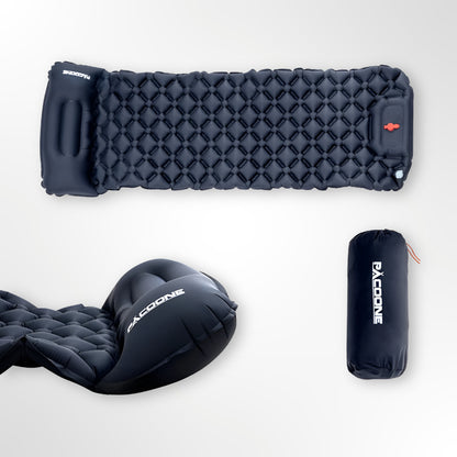 PACOONE - Sleeping Pad - 1-Person | Built-in Pump & Pillow | 550g | Waterproof 40D Nylon