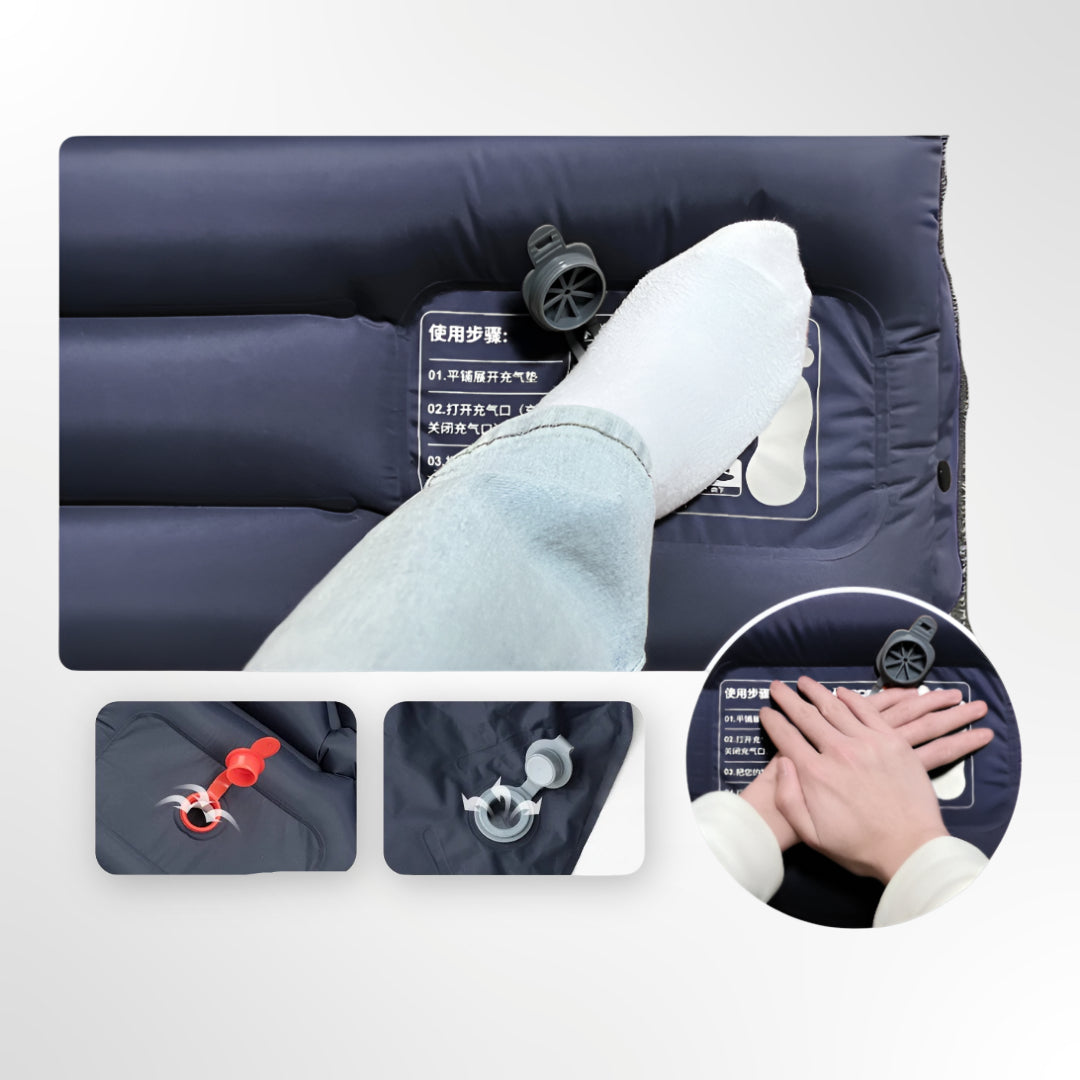 PACOONE - Sleeping Pad - 1-Person | Built-in Pump & Pillow | 550g | Waterproof 40D Nylon